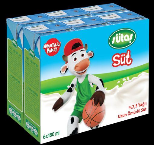 SÜTAŞ SÜT SADE 6X180 ML %2,5 YAĞLI. ürün görseli