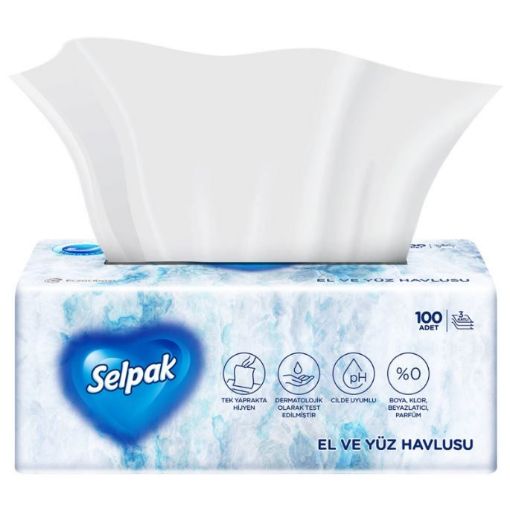 SELPAK EL VE YÜZ HAVLUSU 100'LÜ. ürün görseli