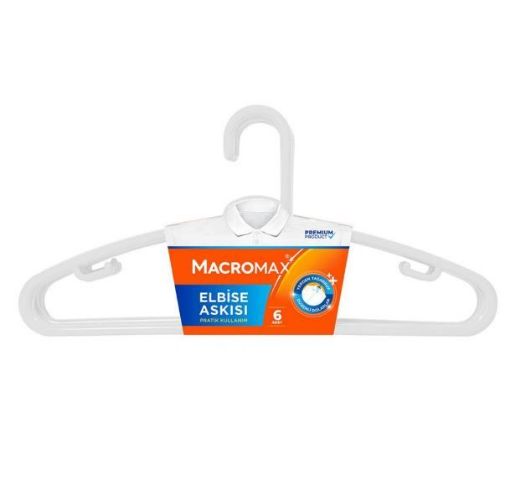 MACROMAX ELBİSE ASKISI 6'LI. ürün görseli